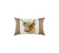 Evans Lichfield Hessian Cow Polyester Filled Cushion, White, 30 x 50cm