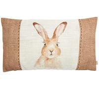 Evans Lichfield Hessian Hare Cushion Cover, Polyester, Linen, White, 30 x 50 cm