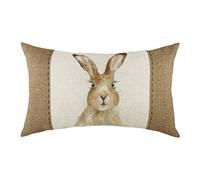 Evans Lichfield Hessian Hare Polyester Filled Cushion, White, 30 x 50cm