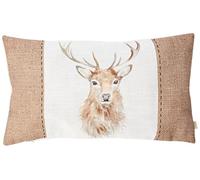 Evans Lichfield Hessian Stag Cushion Cover, White, 30 x 50cm