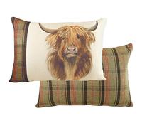 Evans Lichfield Hunter Highland Cow Cushion Cover, Multi, 40 x 60cm