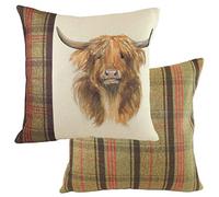 Evans Lichfield Hunter Highland Cow Feather Filled Cushion, Multi, 43 x 43cm