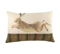 Evans Lichfield Hunter Leaping Hare Tartan Feather Rich Filled Cushion