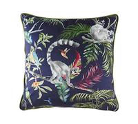 Evans Lichfield Jungle Lemur Cushion Cover, Velvet, Blue, 43 x 43cm