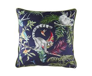 Evans Lichfield Jungle Lemur Feather Filled Cushion, Blue, 43 x 43 cm