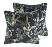 Evans Lichfield Jungle Leopard Feather Filled Cushions (Twin Pack), Polyester, Petrol