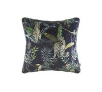 Evans Lichfield Jungle Leopard Velvet Piped Cushion in Dark Blue | Size: 43 cm x 43 cm Evans Lichfield Dark Blue 43 cm x 43 cm
