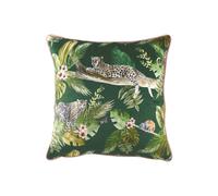 Evans Lichfield Jungle Leopard Velvet Piped Cushion in Green | Size: 43 cm x 43 cm Evans Lichfield Green 43 cm x 43 cm