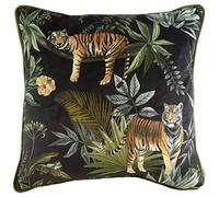 Evans Lichfield Jungle Tiger Feather Filled Cushion, Black, 43 x 43 cm