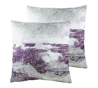 Evans Lichfield Landscape Feather Filled Cushions (Twin Pack), Polyester, Viscose, Cotton, Steel/Purple