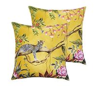 Evans Lichfield Leopard Outdoor Polyester Filled Cushions (Twin Pack), Gold, 43 x 43cm (K2-LEOPARD/HF2/GLD)