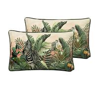 Evans Lichfield Manyara Twin Pack Polyester Filled Cushions, Zebra, 30 x 50cm