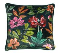 Evans Lichfield Midnight Garden Velvet Piped Feather Filled Cushion
