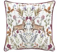 Evans Lichfield Mirrored Stag Watercolour Printed Piped Feather Filled Cushion