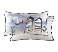 Evans Lichfield Nautical Beach Huts Cushion Cover, Multi, 30 x 50 cm