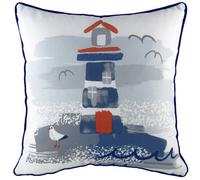 Evans Lichfield Nautical Lighthouse Cushion Cover, Multi, 43 x 43cm