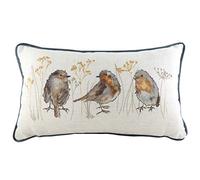 Oakwood Robins Printed Hand-Painted Watercolour Cushion Evans Lichfield Multi 30cm x 50cm