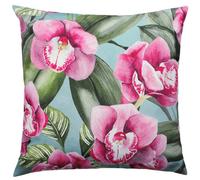 Evans Lichfield Orchids Outdoor Cushion Cover, Duck Egg, 43 x 43cm