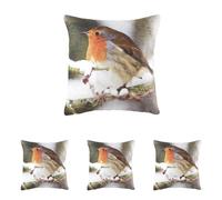 Evans Lichfield Photo Robin Cushion Cover, Multi, 43 x 43 cm (Pack of 4)