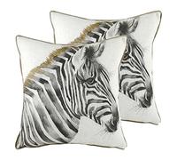 Evans Lichfield Safari Zebra Polyester Filled Cushions (Twin Pack), White, 43 x 43cm
