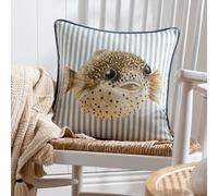 Evans Lichfield Salcombe Pufferfish Piped Polyester Filled Cushion