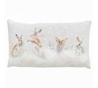 Evans Lichfield Christmas Multicolour Snowy Hares Watercolour Printed Reversible Cushion 30 x 50cm - Wilko