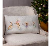 Evans Lichfield Snowy Hares Watercolour Feather Rich Filled Cushion