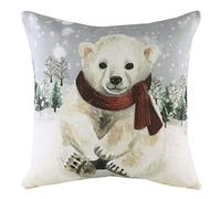Evans Lichfield Snowy Polar Bear with Scarf Cushion Cover, Multi, 43 x 43cm