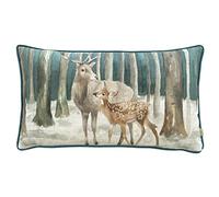 Evans Lichfield Stag Scene Cushion Cover, Teal, 30 x 50cm
