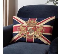 Evans Lichfield Union Jack Lion Crest Flag Tapestry Feather Rich Filled Cushion