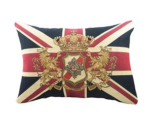 Evans Lichfield Union Jack Lion Cushion Cover, Cotton, Multicolour, 46 x 32cm, UJACKLI/3CC/MUL