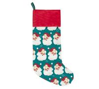 Evans Lichfield Vintage Santa Printed Velvet Xmas Stocking, Multicolour, 29 x 27cm