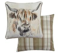 Evans Lichfield Watercolour Highland Cow Cushion Cover, Multi, 43 x 43cm