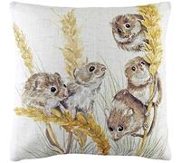 Evans Lichfield Woodland Fieldmice Cushion Cover, Polyester, Linen, Multi,43 x 43cm