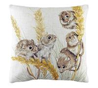 Woodland Field Mice Water Colour Hand-Painted Cushion Evans Lichfield Multi 43cm x 43cm