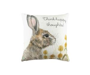 Evans Lichfield Woodland Hare Happy Thoughts Hand-Painted Printed Cushion | Size: 43 cm x 43 cm Evans Lichfield Multicolor 43 cm x 43 cm