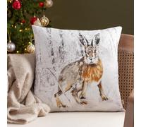 Evans Lichfield Xmas Hare Festive Feather Rich Filled Cushion