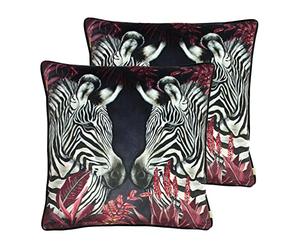 Evans Lichfield Zinara Twin Zebras Feather Filled Cushions Twin Pack, Black, 50 x 50cm