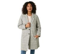 EVANS Natural Checked Button Detail Blazer - Women's - Plus Size Curve Brown