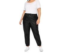 EVANS Pu Tie Waist Jogger - Women's - Plus Size Curve Black