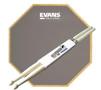 Evans RF6D RF-6D Practice Pad Double-Sided 6 Inch + Keepdrum Drumsticks, 1 Pair
