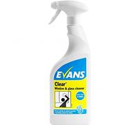 Evans Vanodine Clear, Window Glass and Stainless Steel Cleaner, 750ml Trigger, Pack of 6