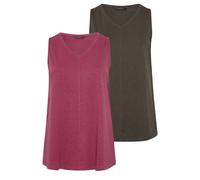 Evans Women's 2 Pack Cotton Vest Tops | Size: 26-28 Evans Multicolor 26-28