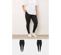 Evans Women's 2 Pack Stretch Leggings in Black | Size: 16 Evans Black 16
