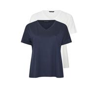 Evans Women's 2 Pack V-Neck Modal T-Shirts in Dark Navy | Size: 26-28 Evans Dark Navy 26-28