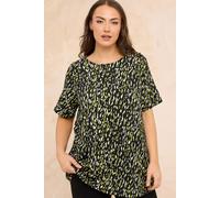 Evans Women's Abstract Print Crepe Top in Black | Size: 16 Evans Black 16