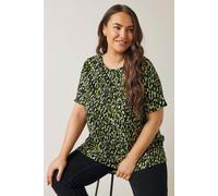 EVANS Curve Abstract Print Crepe Top - Women's - Plus Size Curve Black