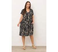 Evans Women's Abstract Print Jersey Crepe Dress in Black | Size: 16 Evans Black 16