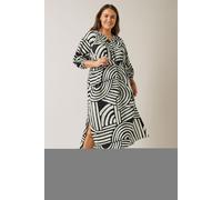 Evans Women's Abstract Print Midi Dress in Black | Size: 22-24 Evans Black 22-24