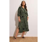 Evans Women's Abstract Print Midi Dress in Green | Size: 22-24 Evans Green 22-24